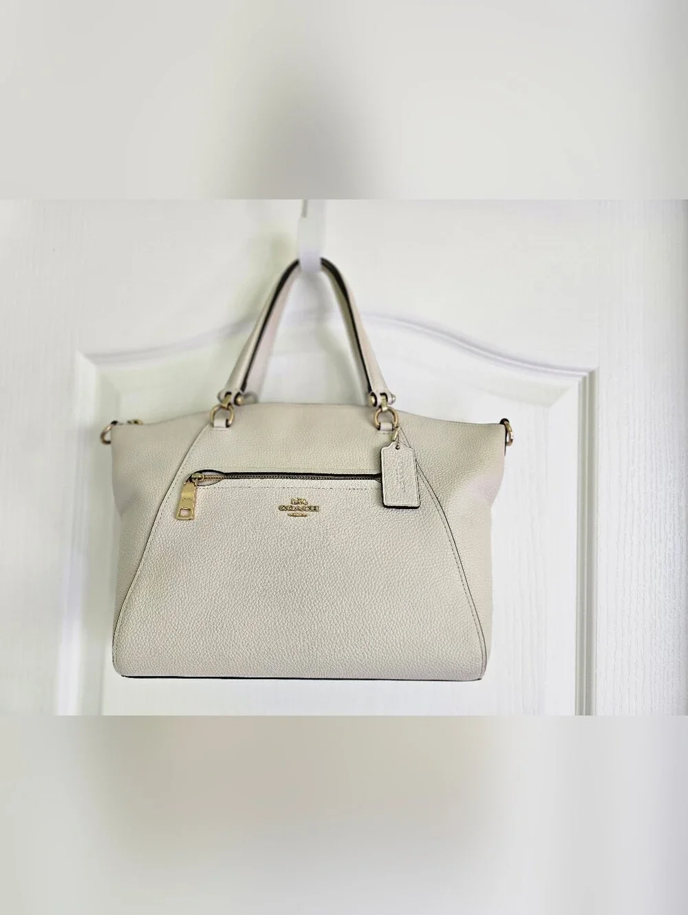 EUC Coach Prairie Satchel In Polished Pebble Leather - Chalk White, Style 58874